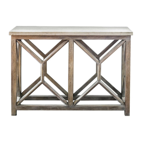 Catali Ivory Stone Console Table - Uttermost - Console Tables by Modest Hut