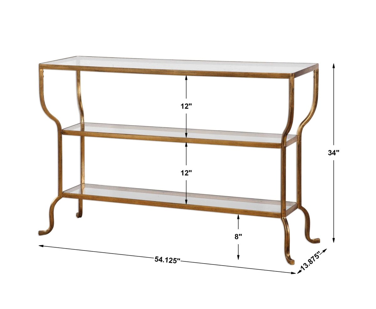 Deline Curved Gold Console Table - Uttermost - Console Tables by Modest Hut