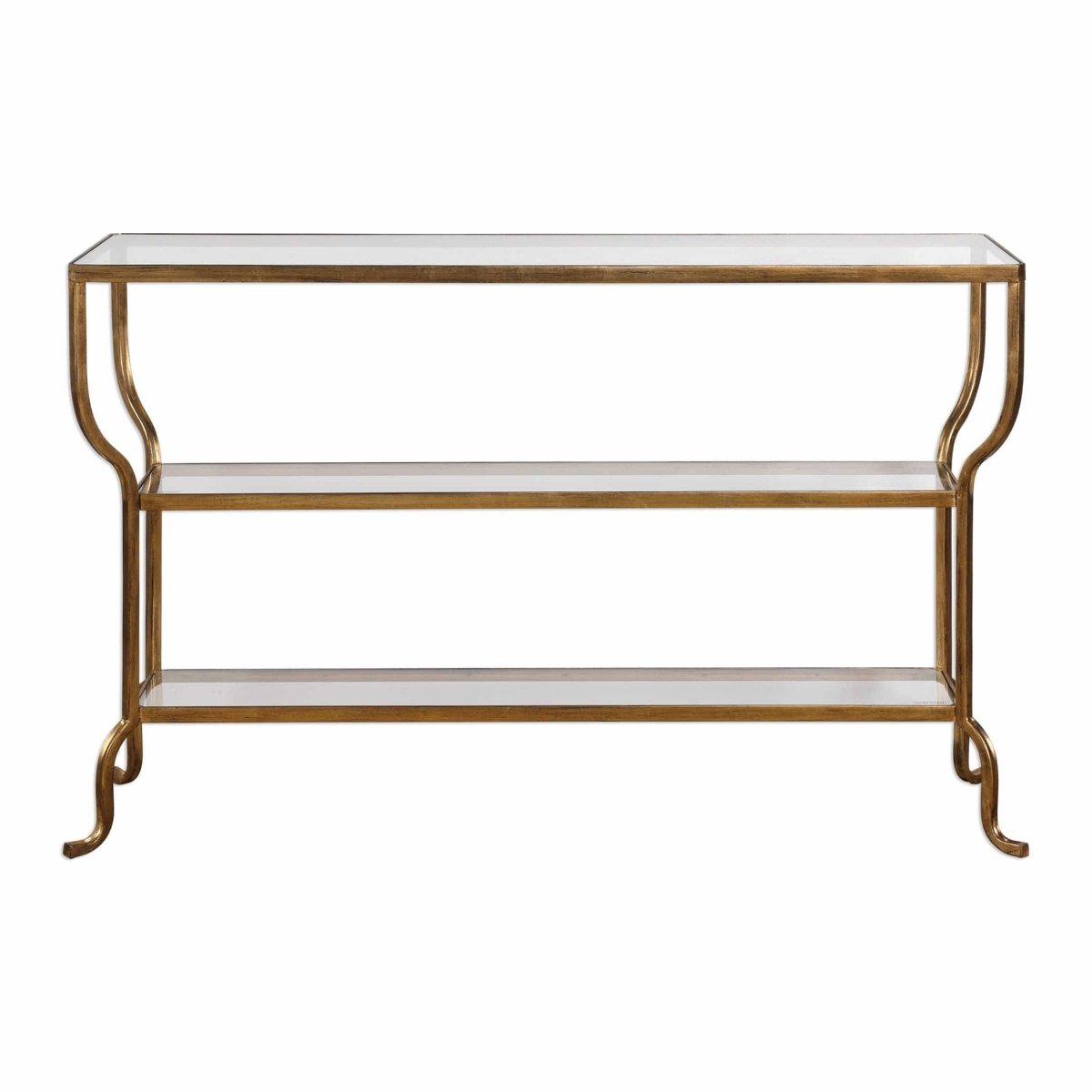 Deline Curved Gold Console Table - Uttermost - Console Tables by Modest Hut