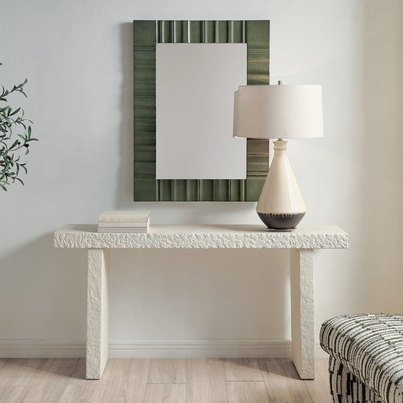 Additional detail view of the Hagan Indoor-Outdoor Limestone Console Table