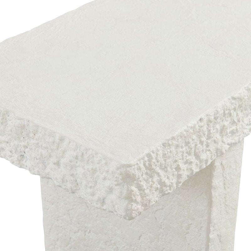 Detail view of the Hagan Indoor-Outdoor Limestone Console Table