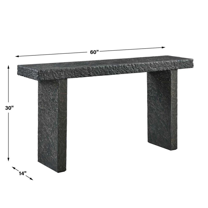 Dimension guide for the Hagan Indoor-Outdoor Natural Slate Console Table