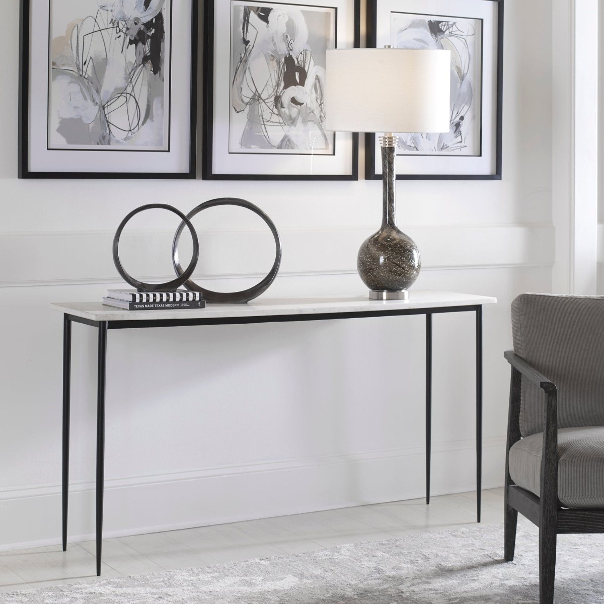 Nightfall White Marble Console Table - Uttermost - Console Tables by Modest Hut