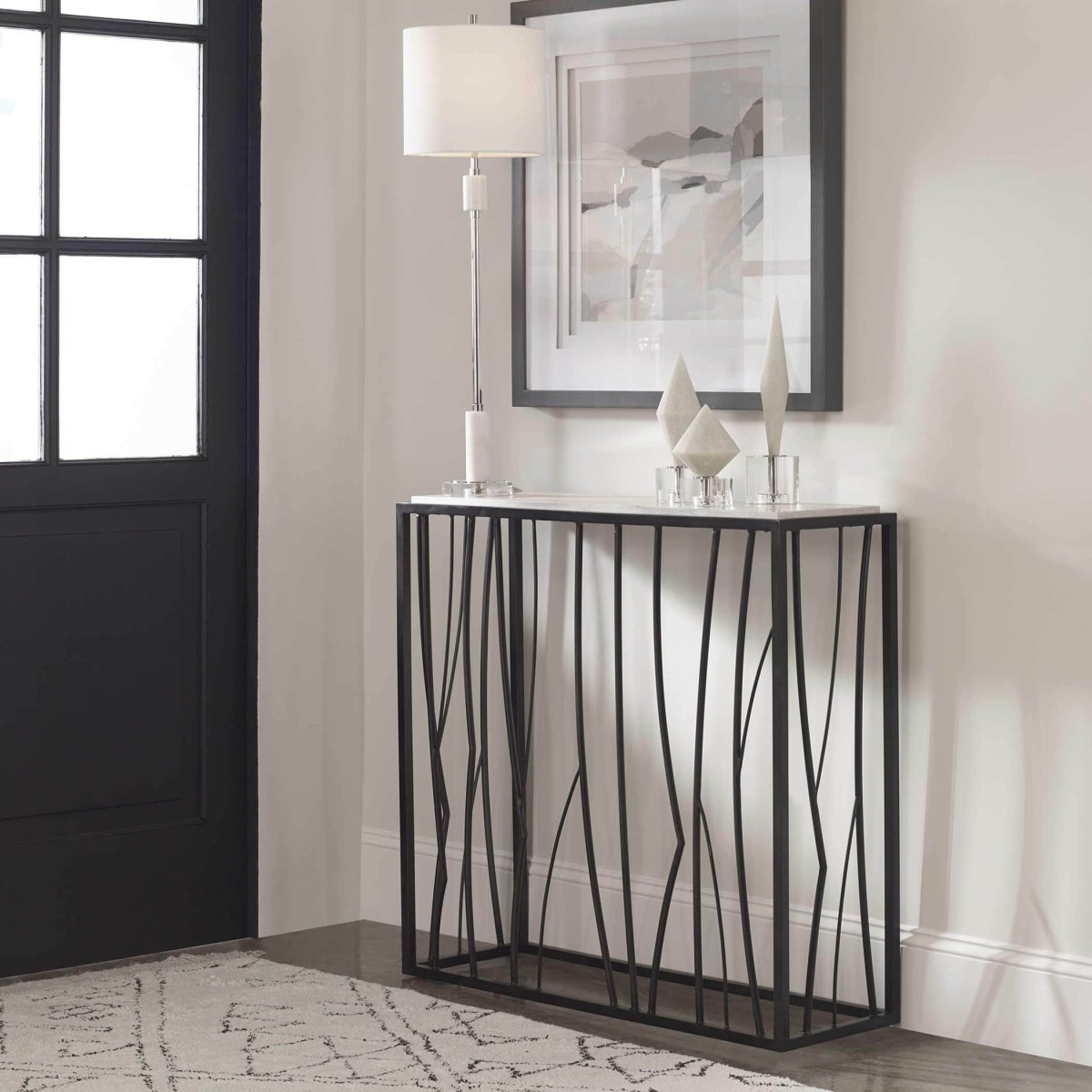 Reed Travertine Console Table - Uttermost - Console Tables by Modest Hut
