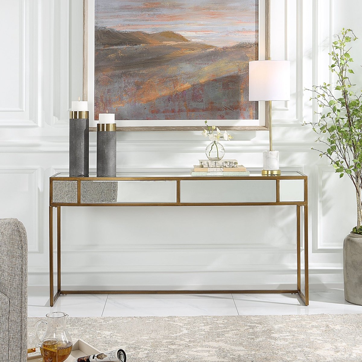 Reflect Mirrored Console Table - Uttermost - Console Tables by Modest Hut