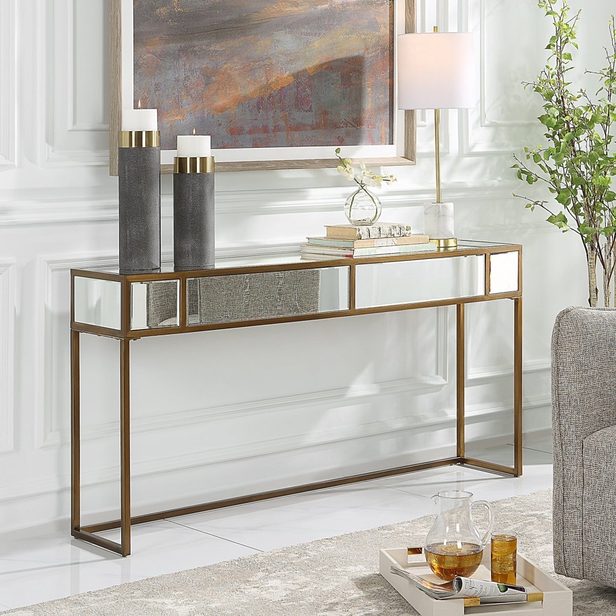 Reflect Mirrored Console Table - Uttermost - Console Tables by Modest Hut