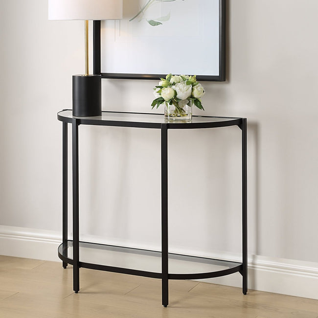 Satin Black Demilune Console Table - Uttermost - Console Tables by Modest Hut