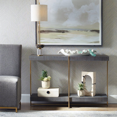 Taja Modern Brass / Wood Console Table - Uttermost - Console Tables by Modest Hut