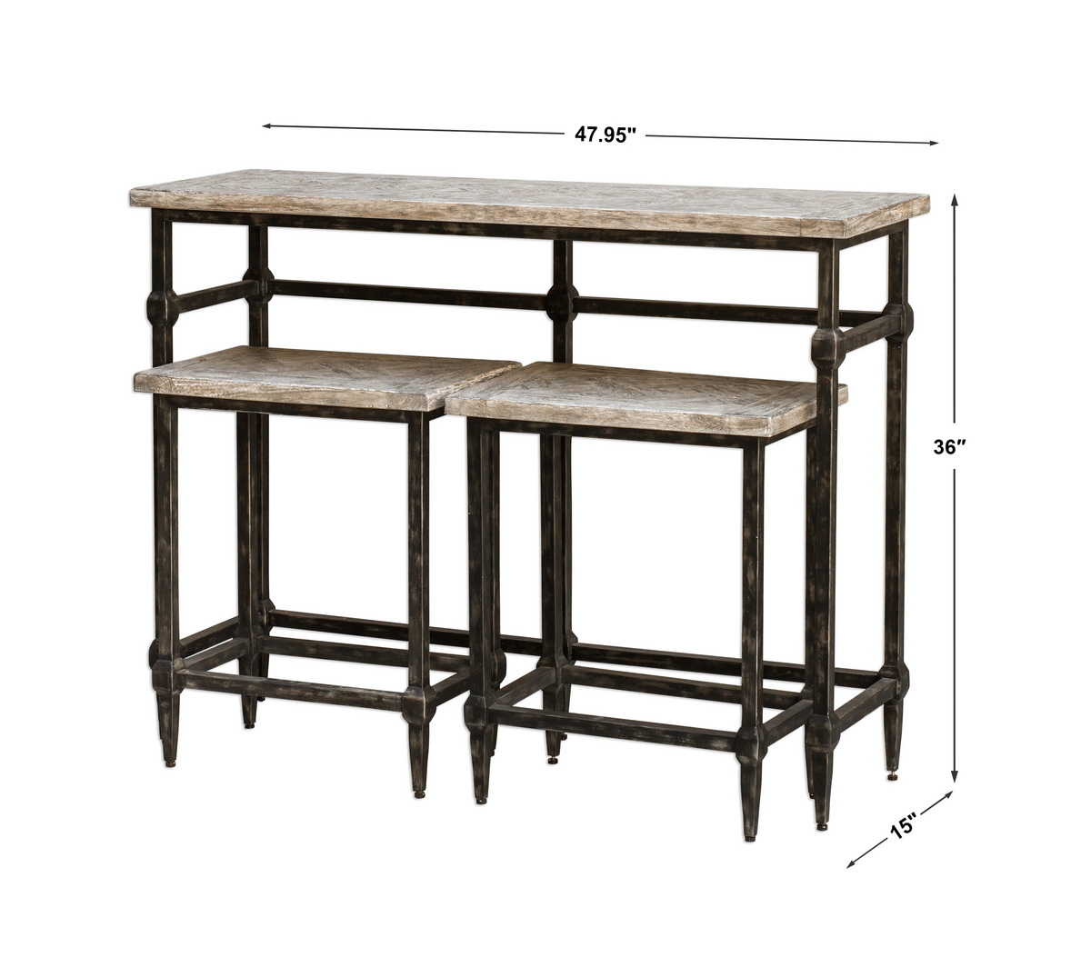 Tameron Driftwood Bistro Table Set(3) - Uttermost - Console Tables by Modest Hut