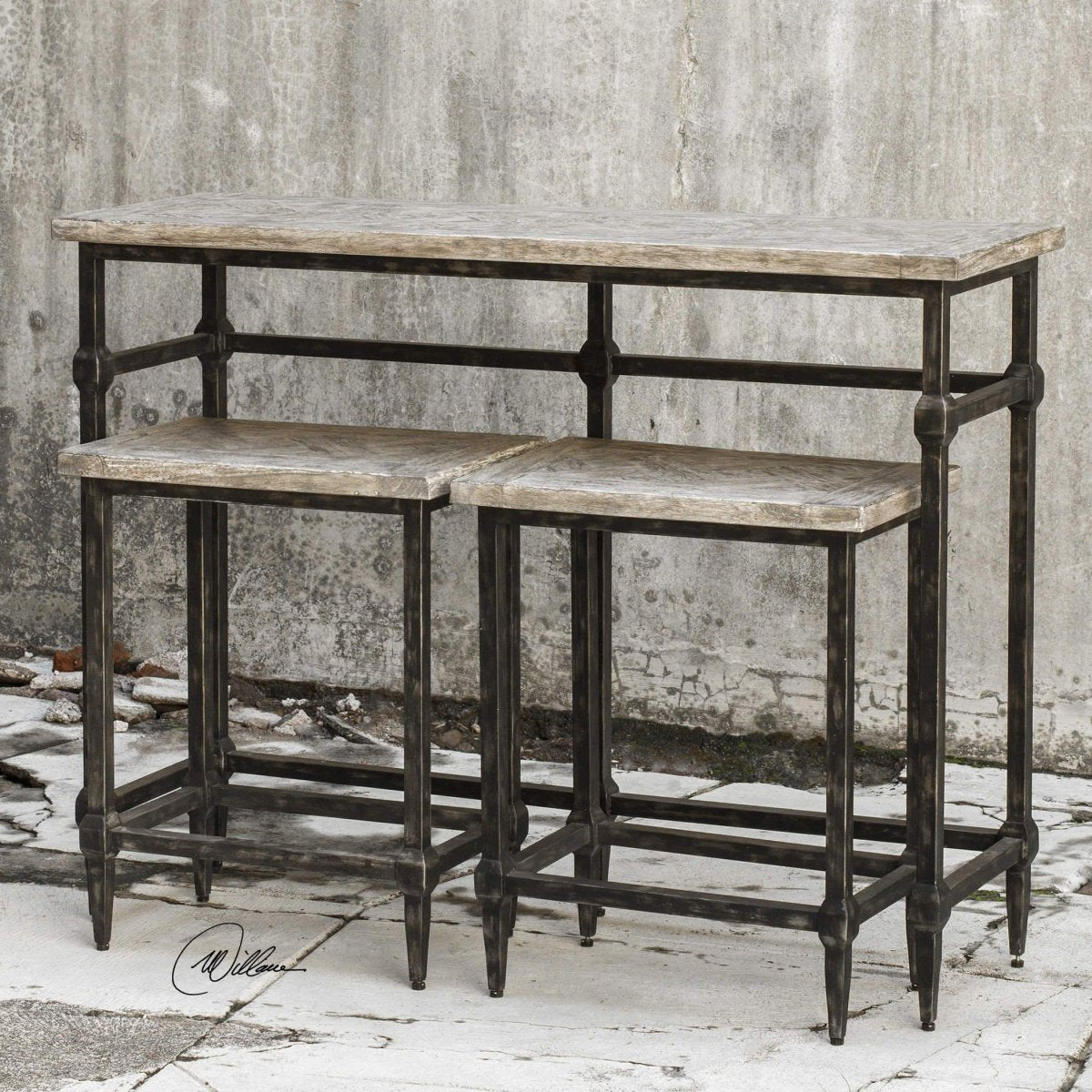 Tameron Driftwood Bistro Table Set(3) - Uttermost - Console Tables by Modest Hut