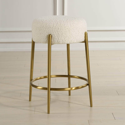Arles Brass Counter Stool - Uttermost - Counter Stools by Modest Hut