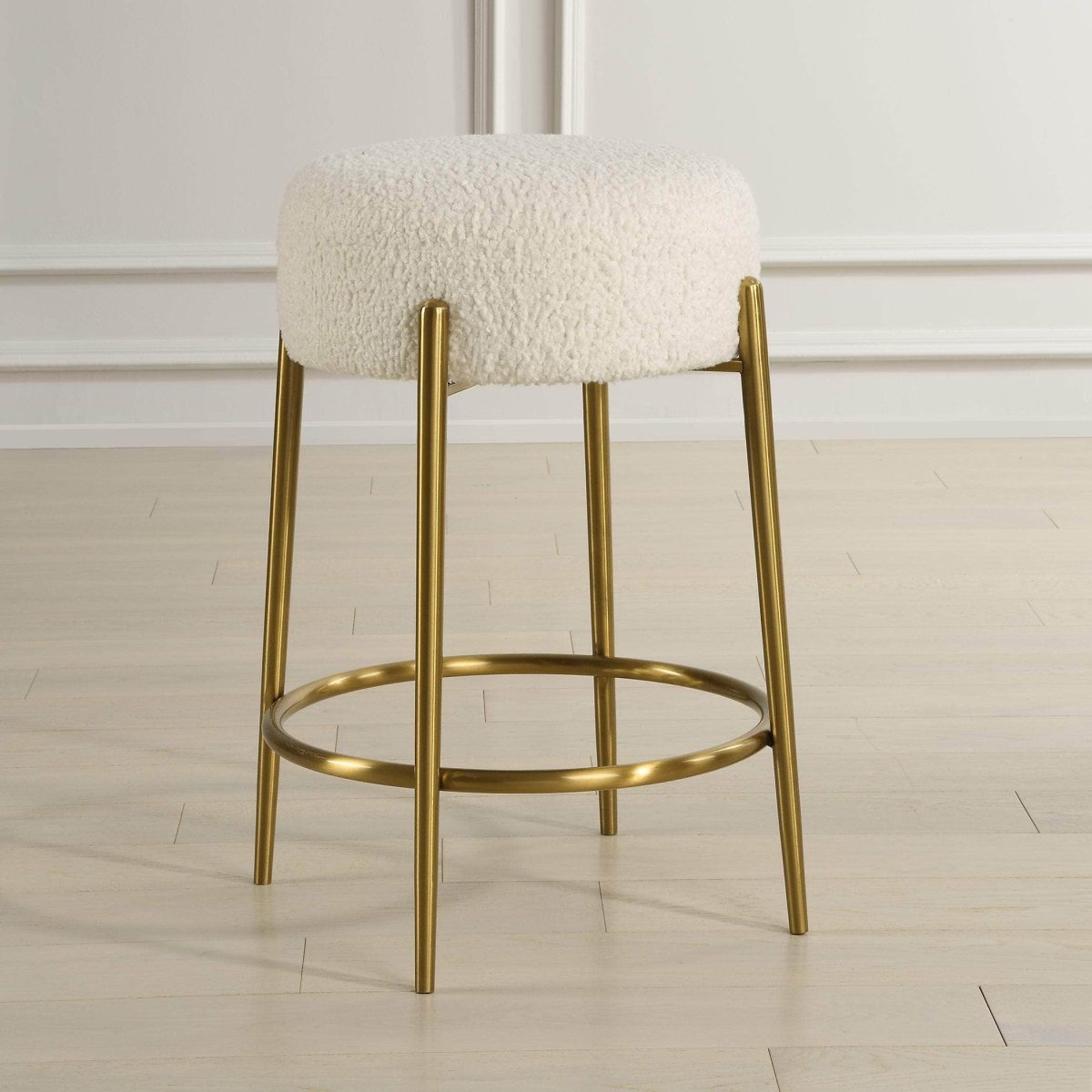 Arles Brass Counter Stool - Uttermost - Counter Stools by Modest Hut