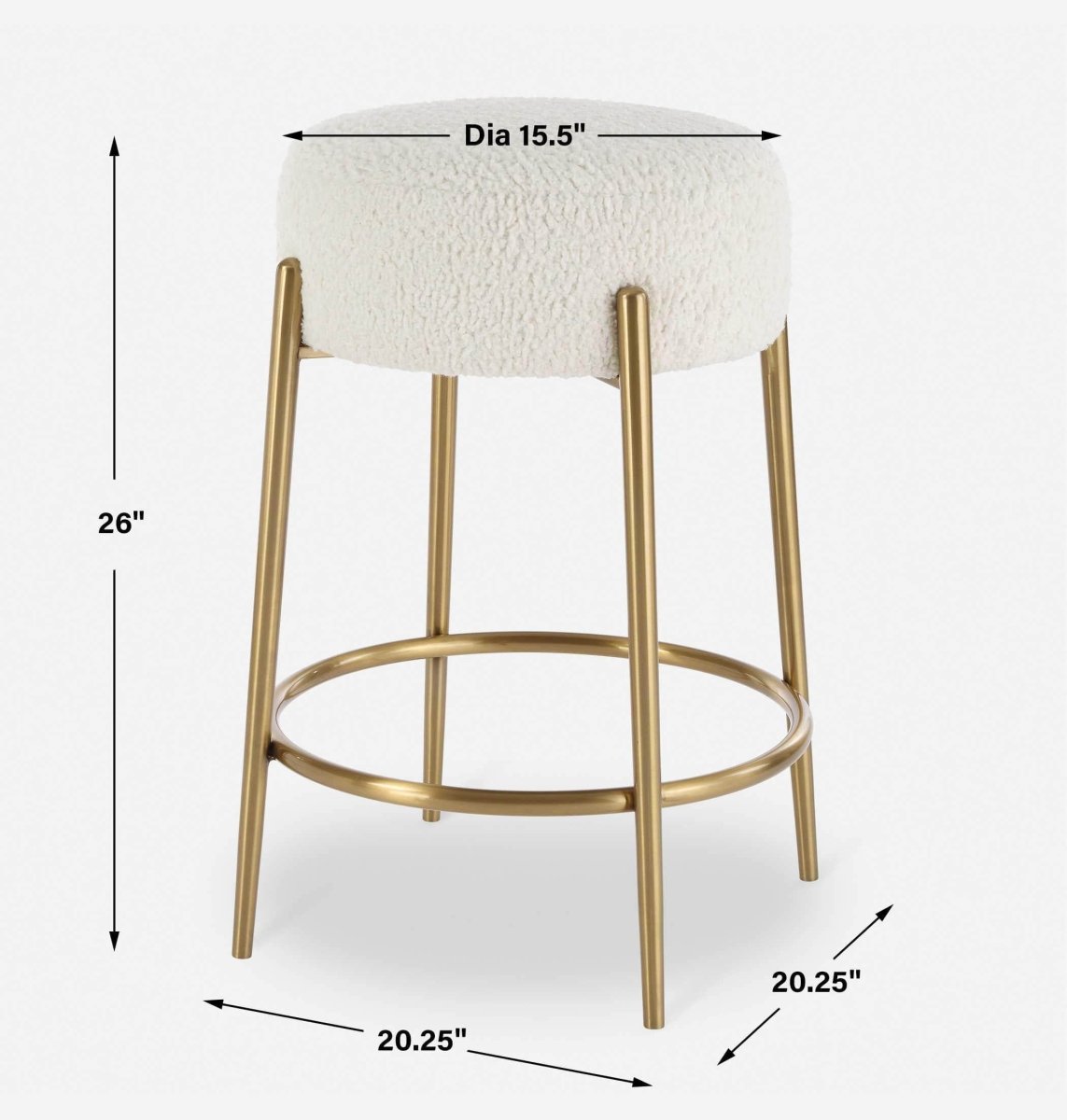 Arles Brass Counter Stool - Uttermost - Counter Stools by Modest Hut