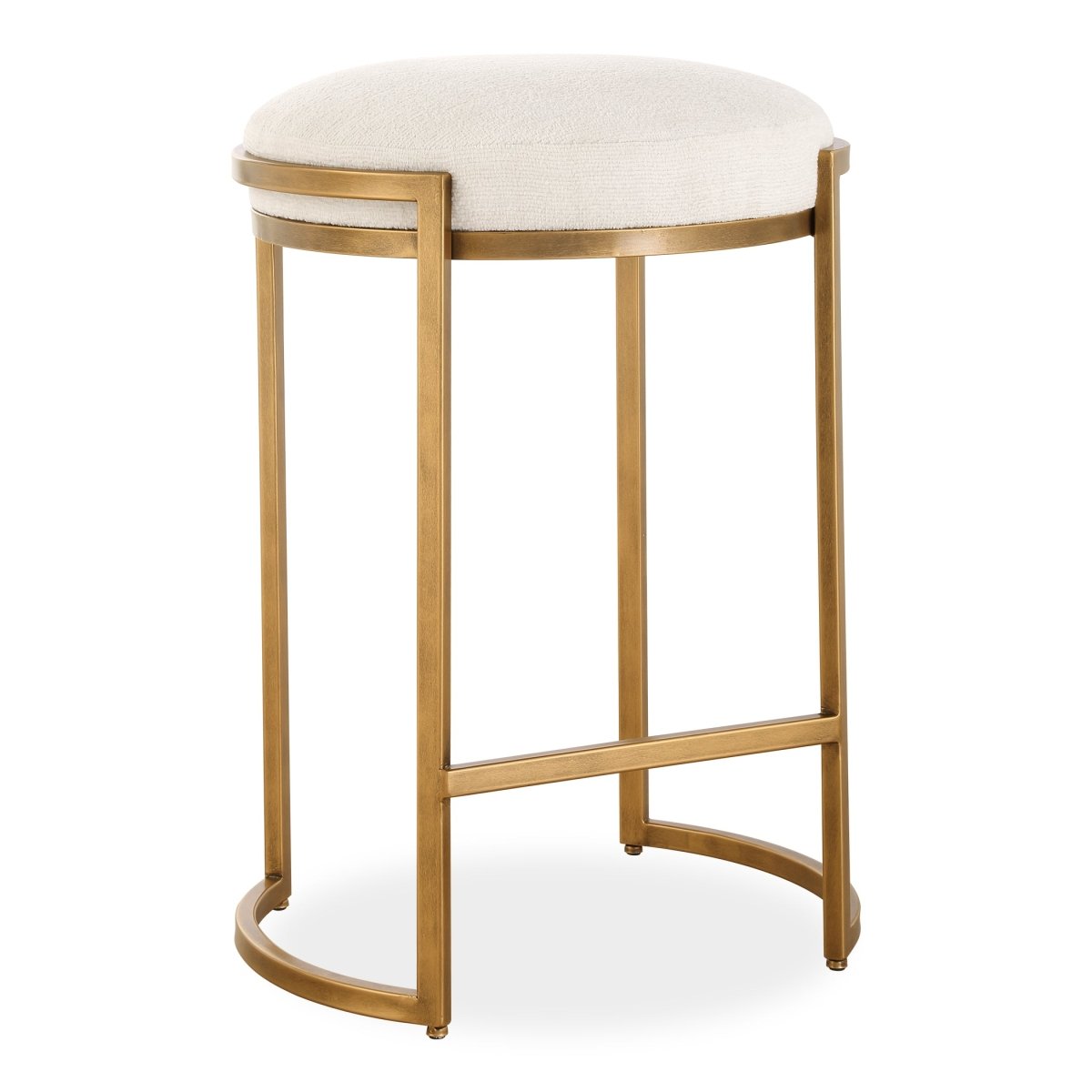 Brass Counter Stool with Cream Fabric - Uttermost - Counter Stools by Modest Hut