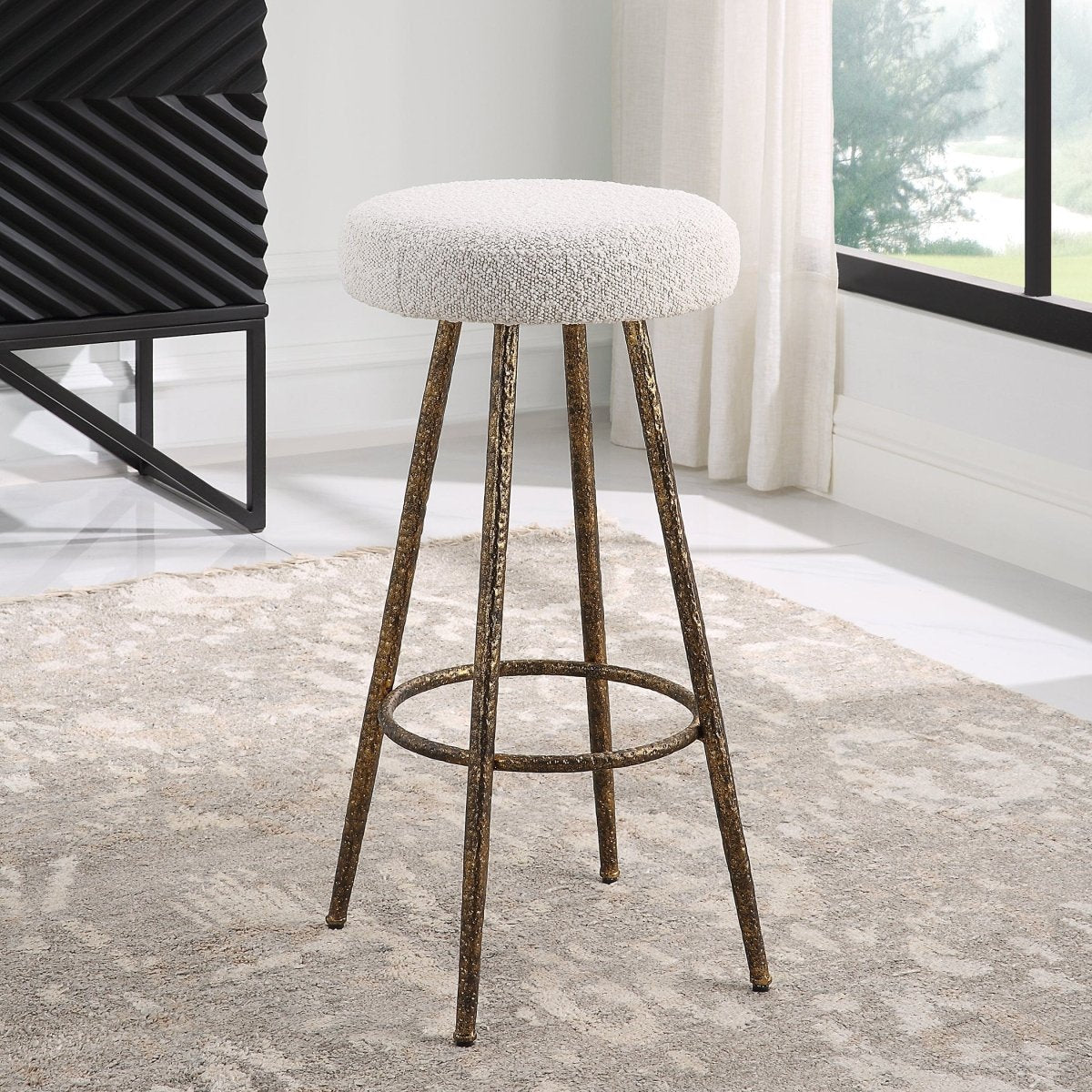 Braven White Fabric Counter Stool - Uttermost - Counter Stools by Modest Hut