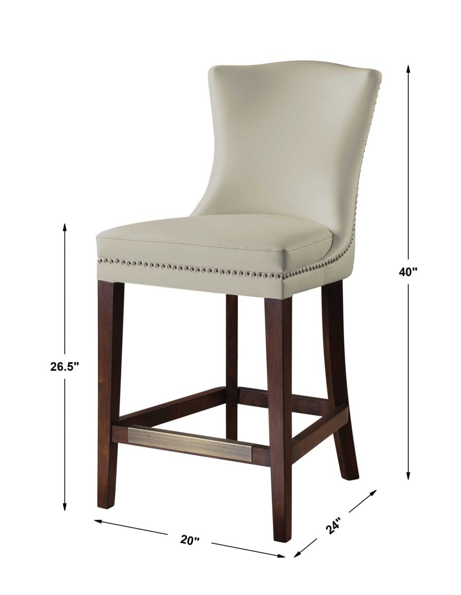 Dariela White Counter Stool - Uttermost - Counter Stools by Modest Hut