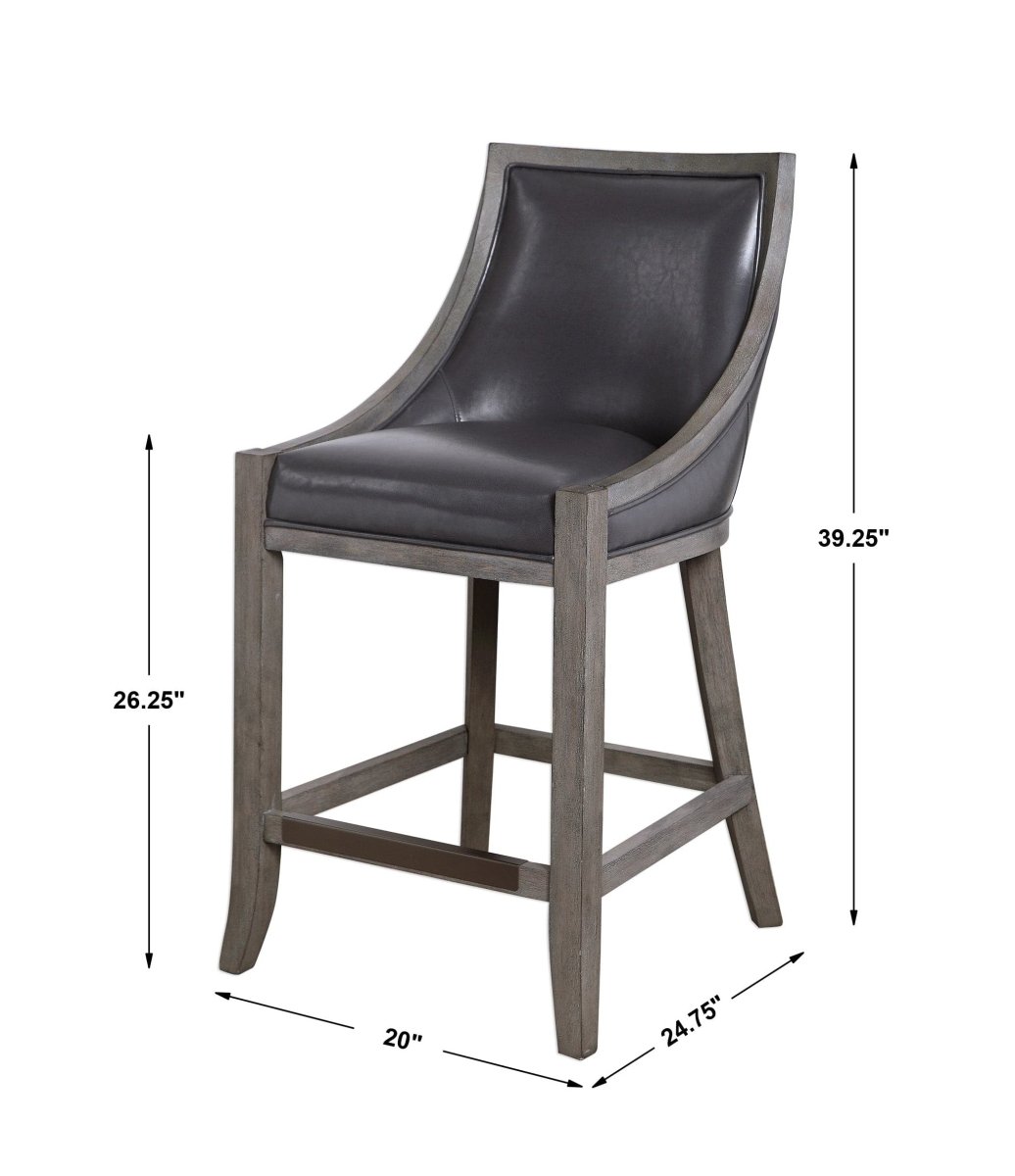 Elowen Leather Counter Stool - Uttermost - Counter Stools by Modest Hut