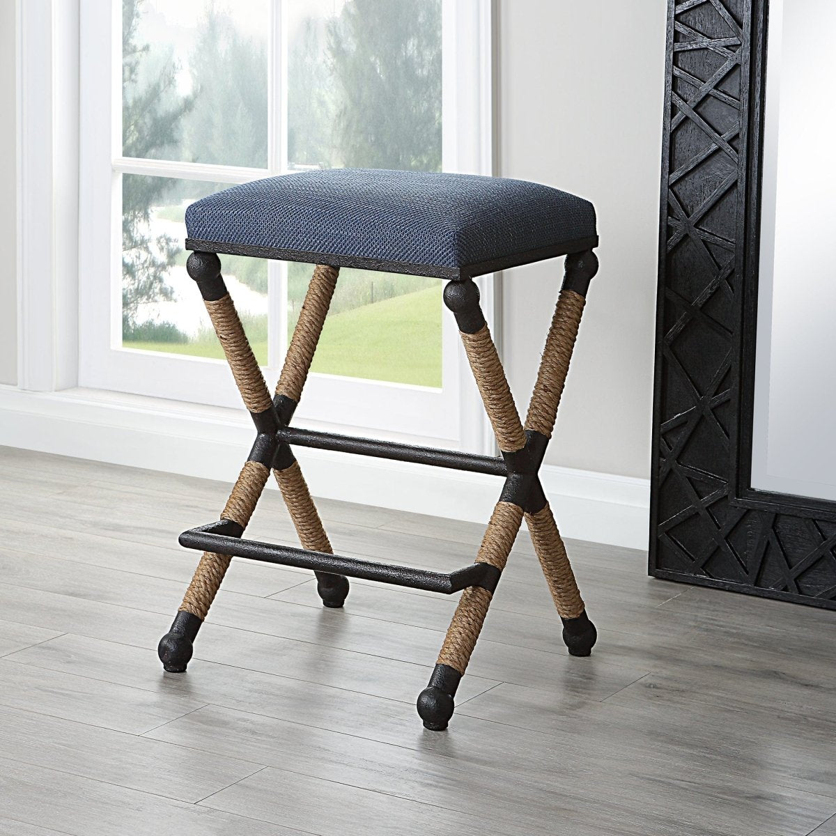 Firth Rustic Navy Counter Stool - Uttermost - Counter Stools by Modest Hut