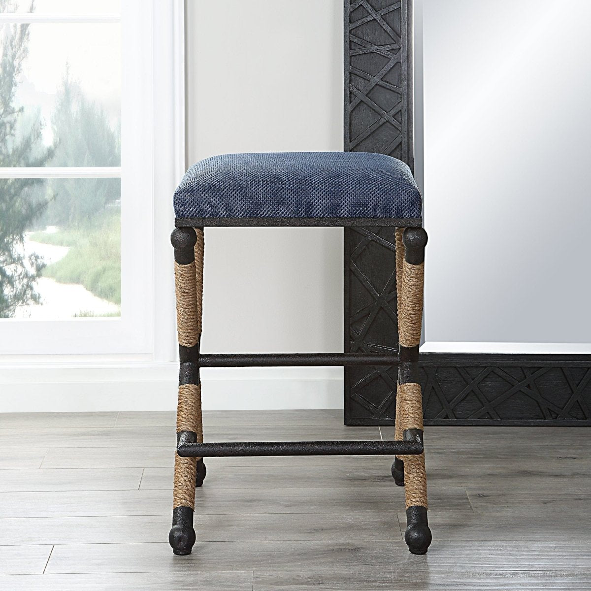 Firth Rustic Navy Counter Stool - Uttermost - Counter Stools by Modest Hut