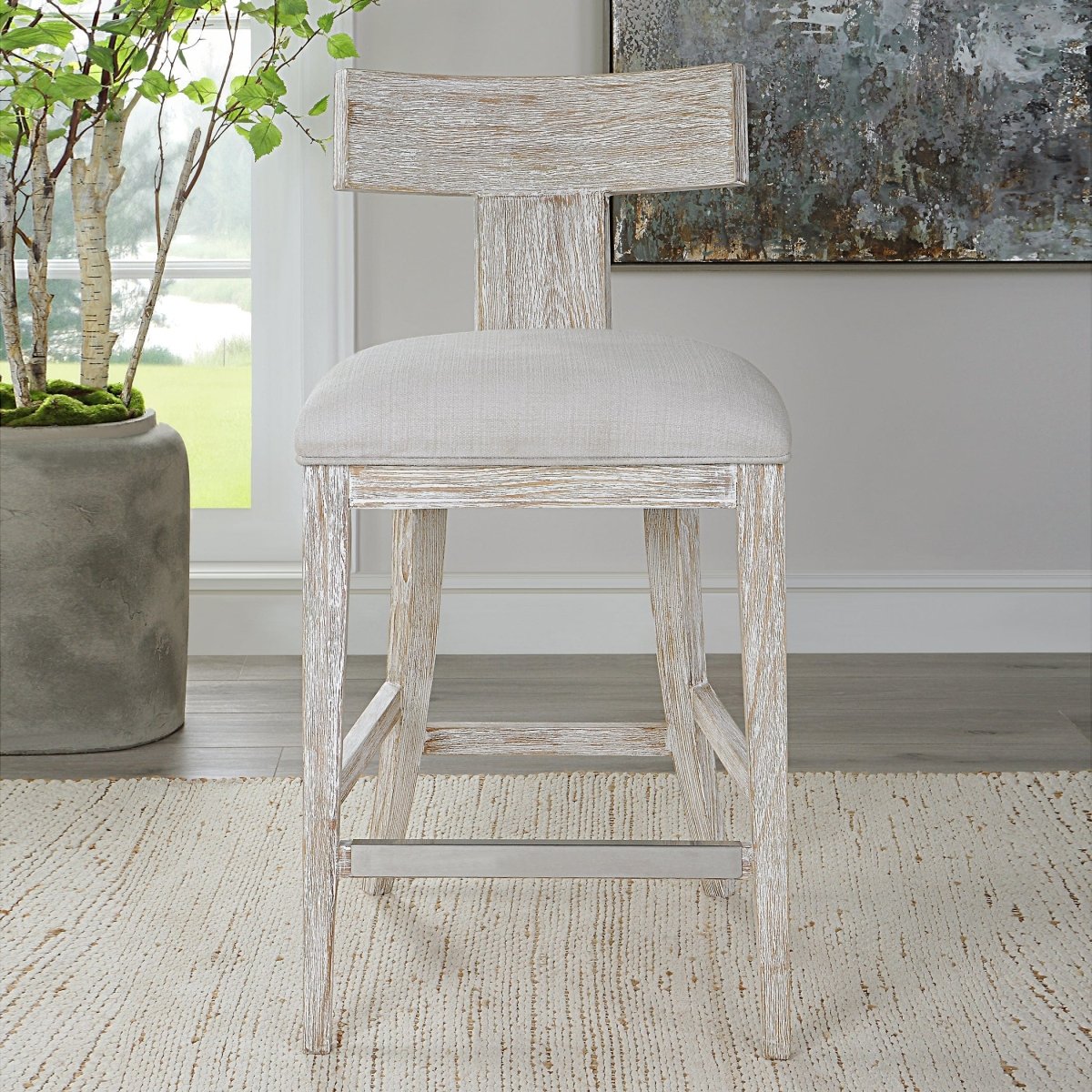 Idris White Counter Stool - Uttermost - Counter Stools by Modest Hut