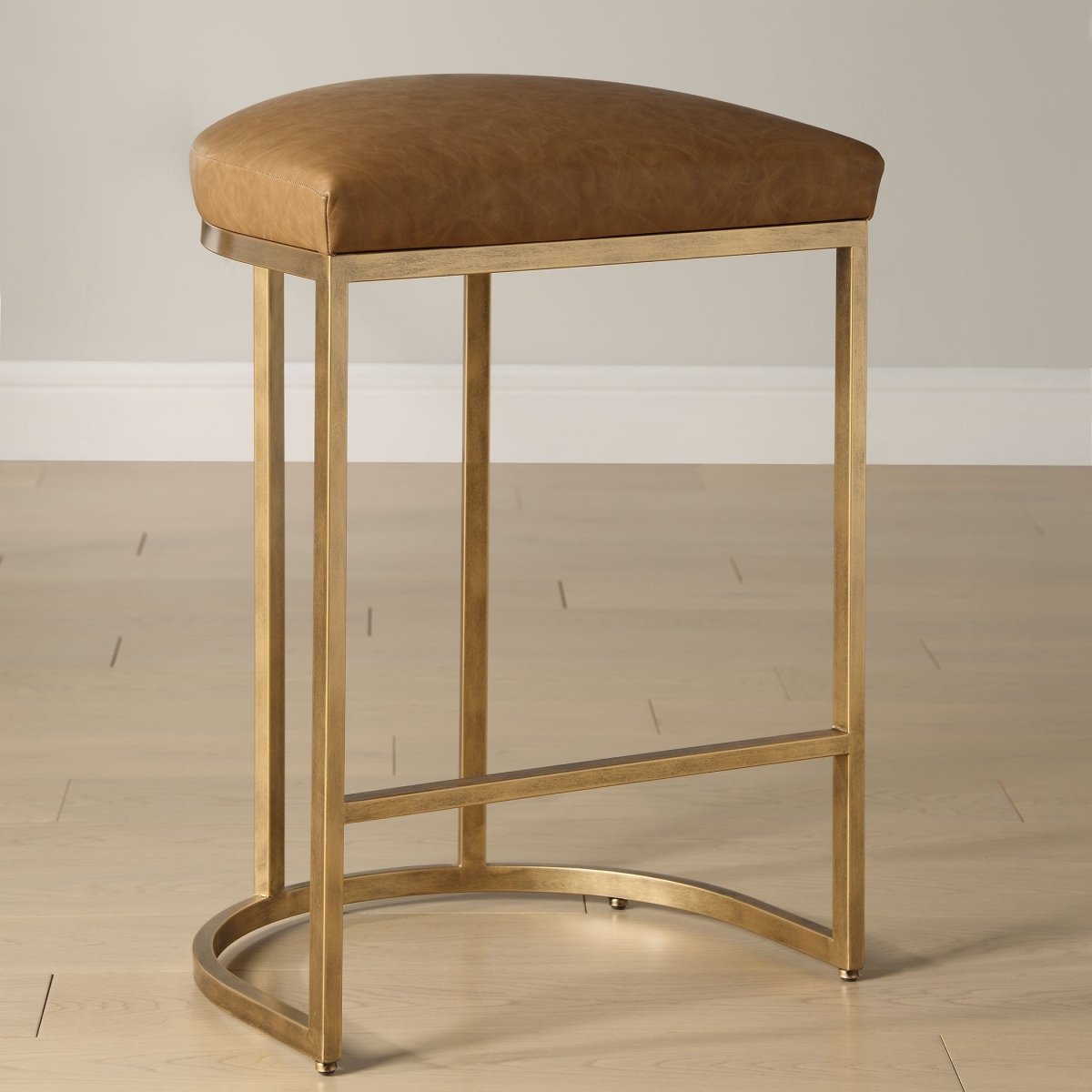 Iron High Counter Stool Faux Leather Upholstery - Uttermost - Counter Stools by Modest Hut