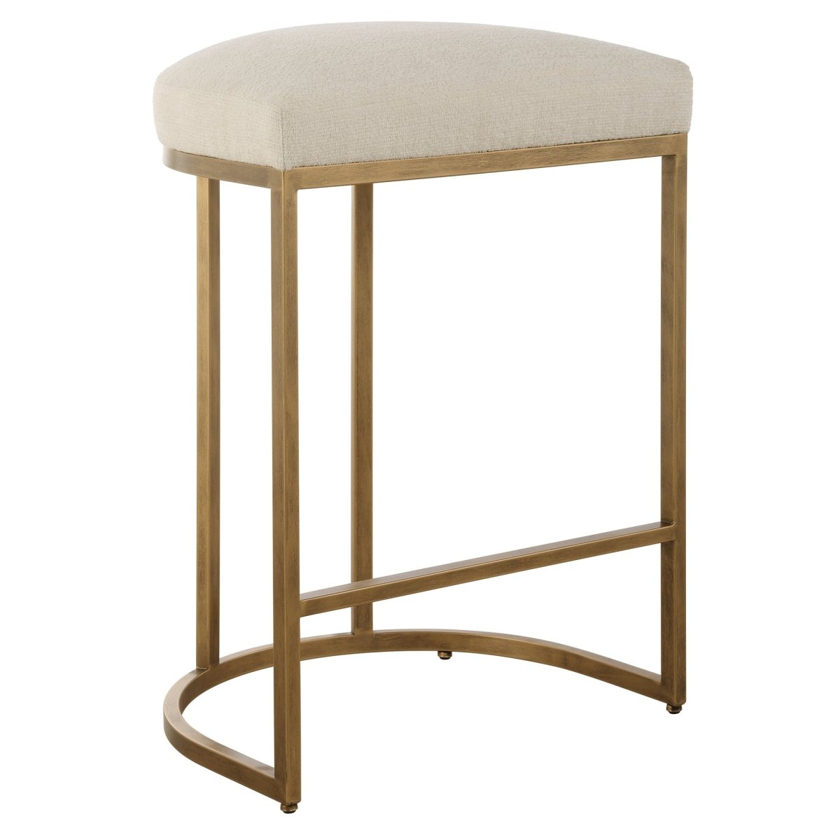 Iron High Counter Stool Light Cream Upholstery - Uttermost - Counter Stools by Modest Hut