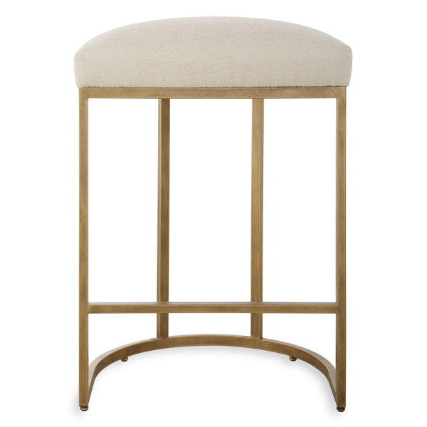 Iron High Counter Stool Light Cream Upholstery - Uttermost - Counter Stools by Modest Hut