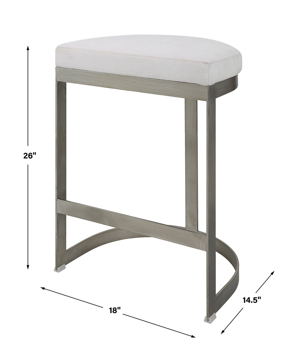 Ivanna Backless Silver Counter Stool - Uttermost - Counter Stools by Modest Hut