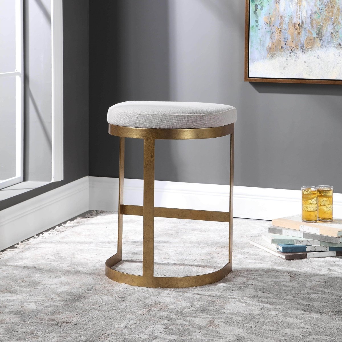 Ivanna Gold Counter Stool - Uttermost - Counter Stools by Modest Hut