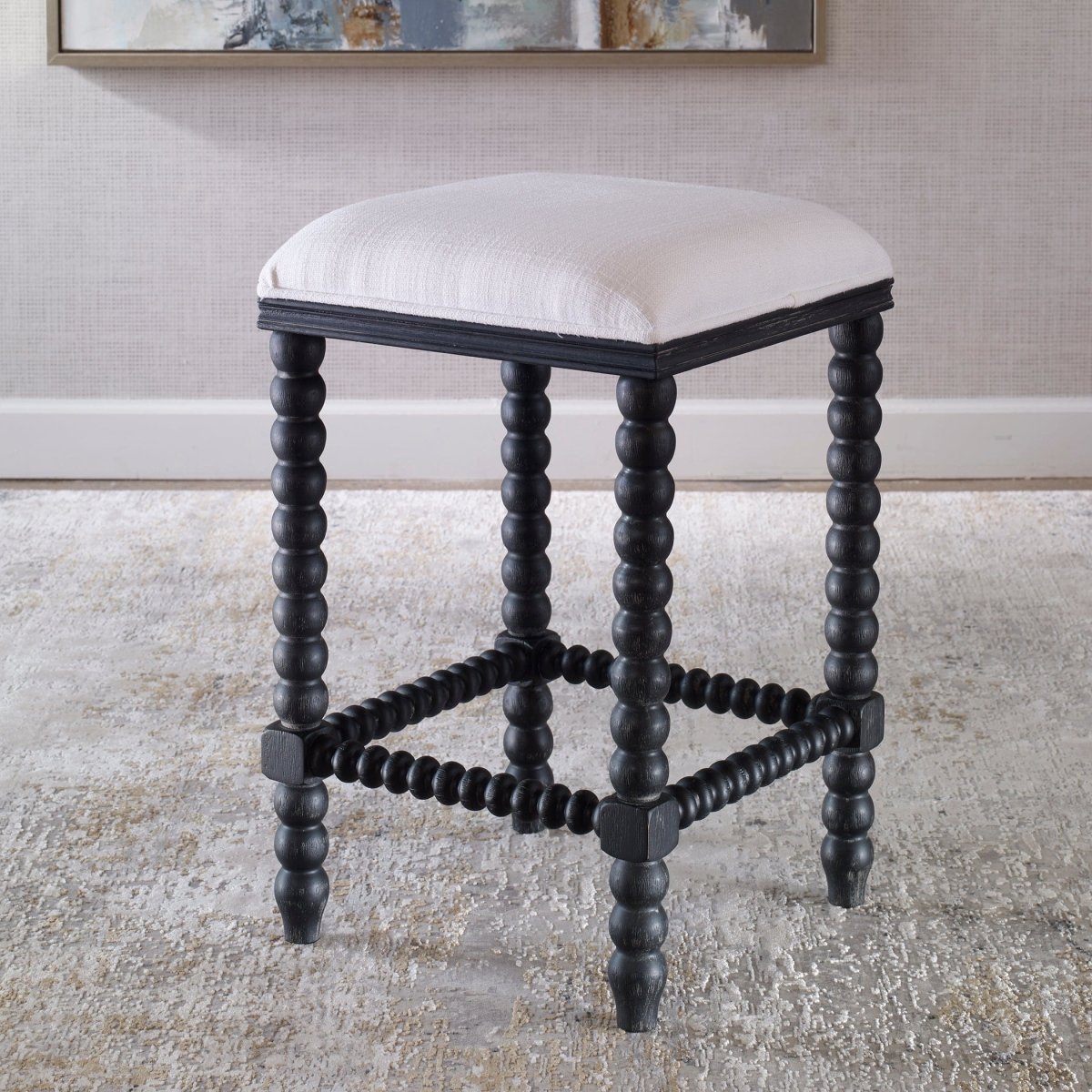 Pryce Black Backless Counter Stool - Uttermost - Counter Stools by Modest Hut