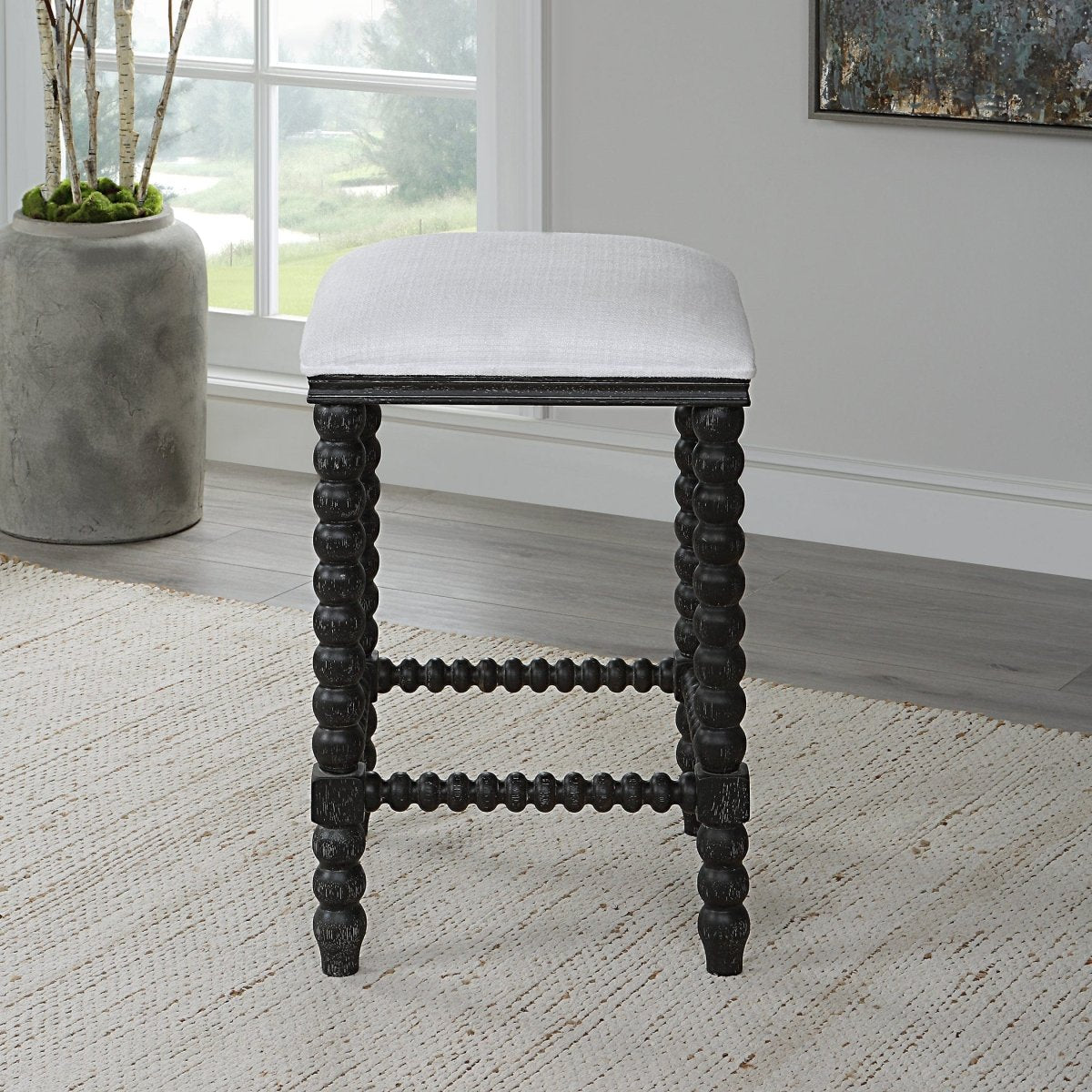 Pryce Black Backless Counter Stool - Uttermost - Counter Stools by Modest Hut