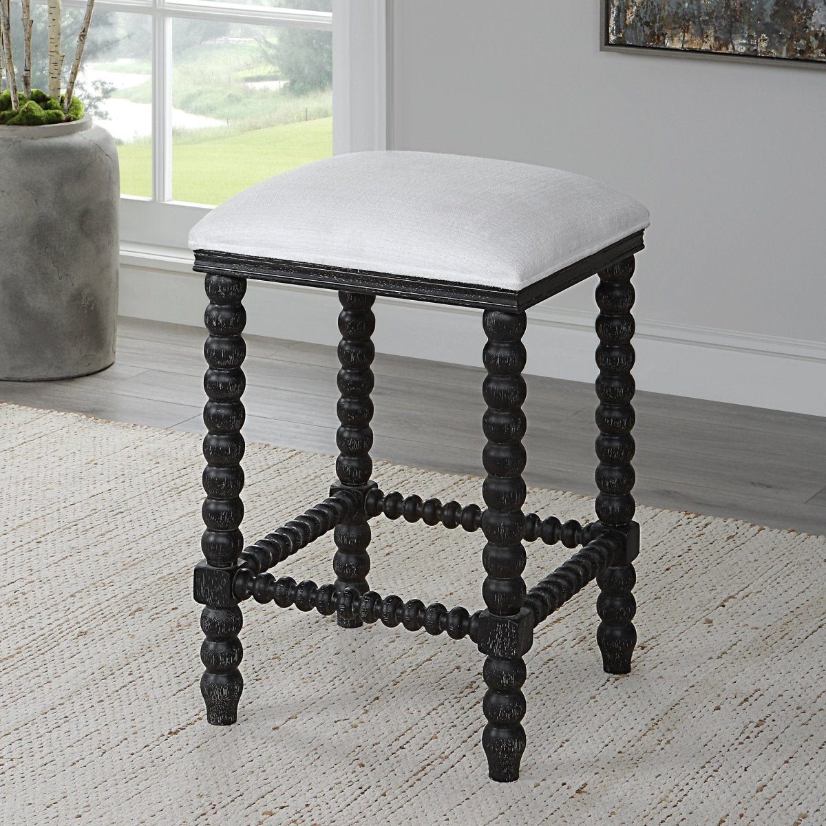 Pryce Black Backless Counter Stool - Uttermost - Counter Stools by Modest Hut