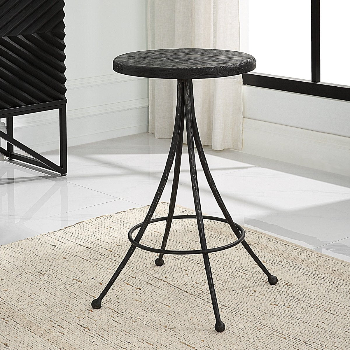 Sona Black Counter Stool - Uttermost - Counter Stools by Modest Hut