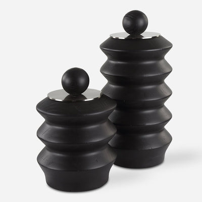 Accordion Black Wood Containers, S/2 - Uttermost - Decorative Bottles by Modest Hut