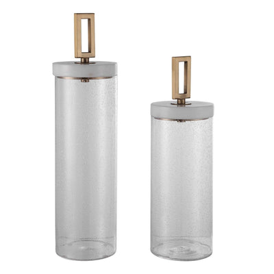 Haywarp Seeded Glass Containers (S/2) - Uttermost - Decorative Bottles by Modest Hut