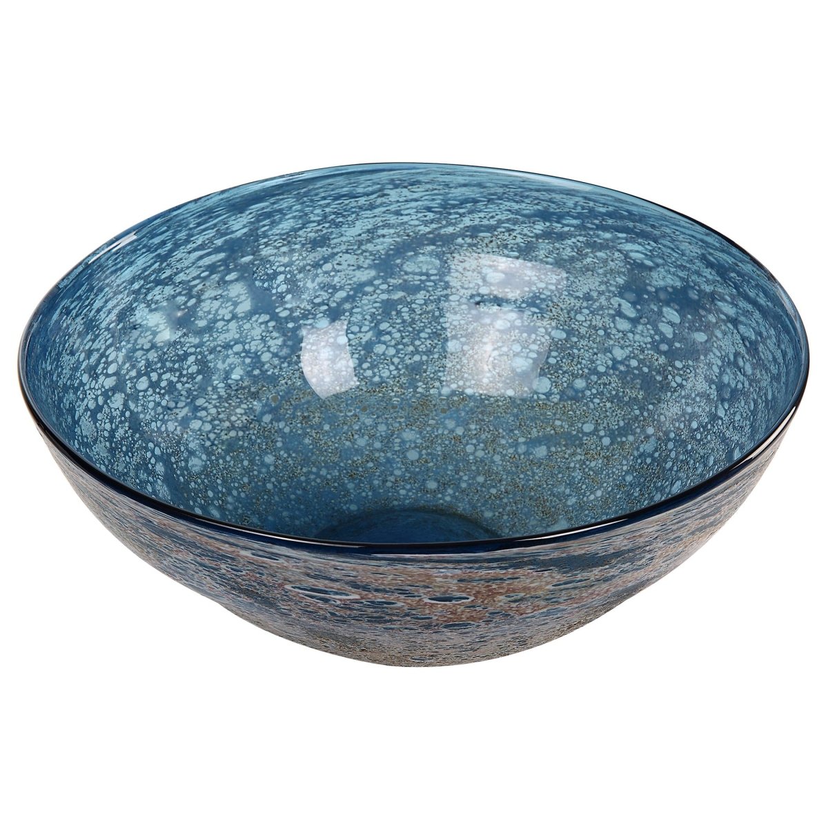 Genovesa Aqua Glass Bowl - Uttermost - Decorative Bowls by Modest Hut