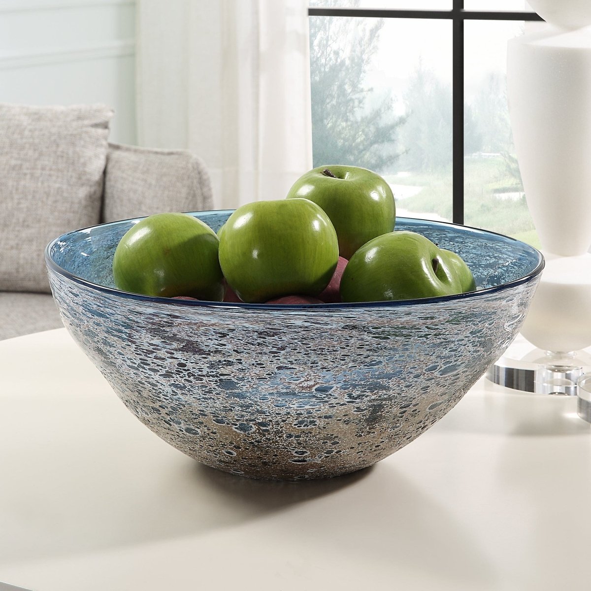 Genovesa Aqua Glass Bowl - Uttermost - Decorative Bowls by Modest Hut