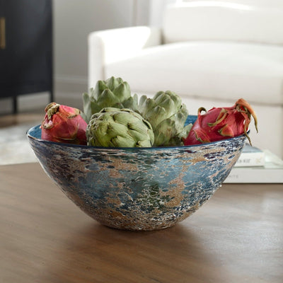 Genovesa Aqua Glass Bowl - Uttermost - Decorative Bowls by Modest Hut