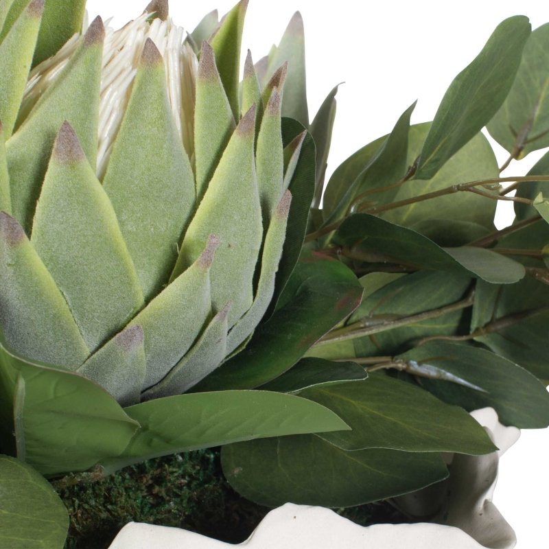 Protea Blooms White Bowl Centerpiece - Decorative Bowls
