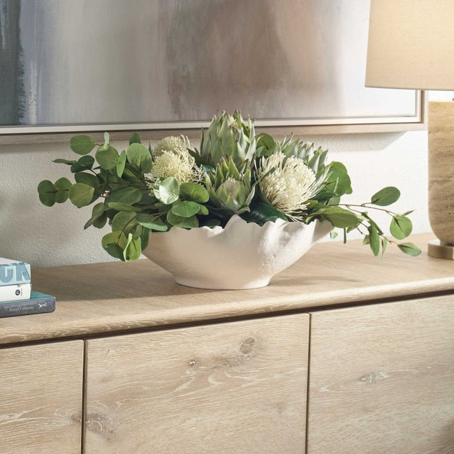 Protea Blooms White Bowl Centerpiece - Decorative Bowls