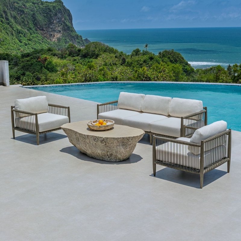 Close-up of organic stone pitting on the Quarried Stone Indoor-Outdoor Decorative Bowl