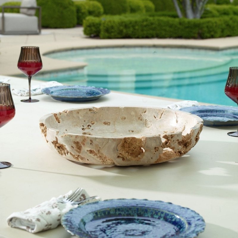 Close-up of individual mineral texture on the Quarried Stone Indoor-Outdoor Decorative Bowl
