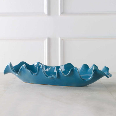 Ruffled Feathers Bowl, Blue - Uttermost - Decorative Bowls by Modest Hut