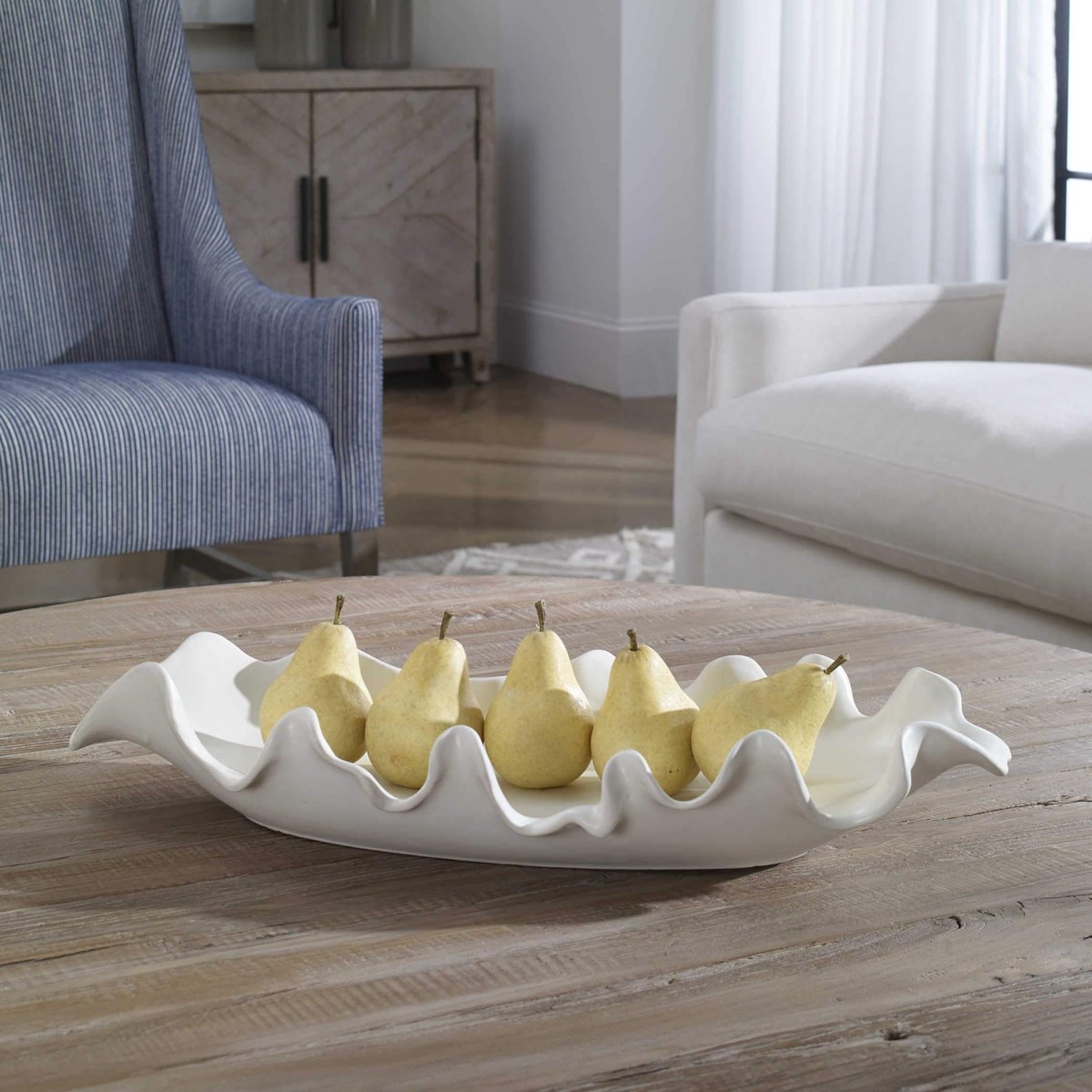 Ruffled Feathers Modern White Bowl - Uttermost - Decorative Bowls by Modest Hut