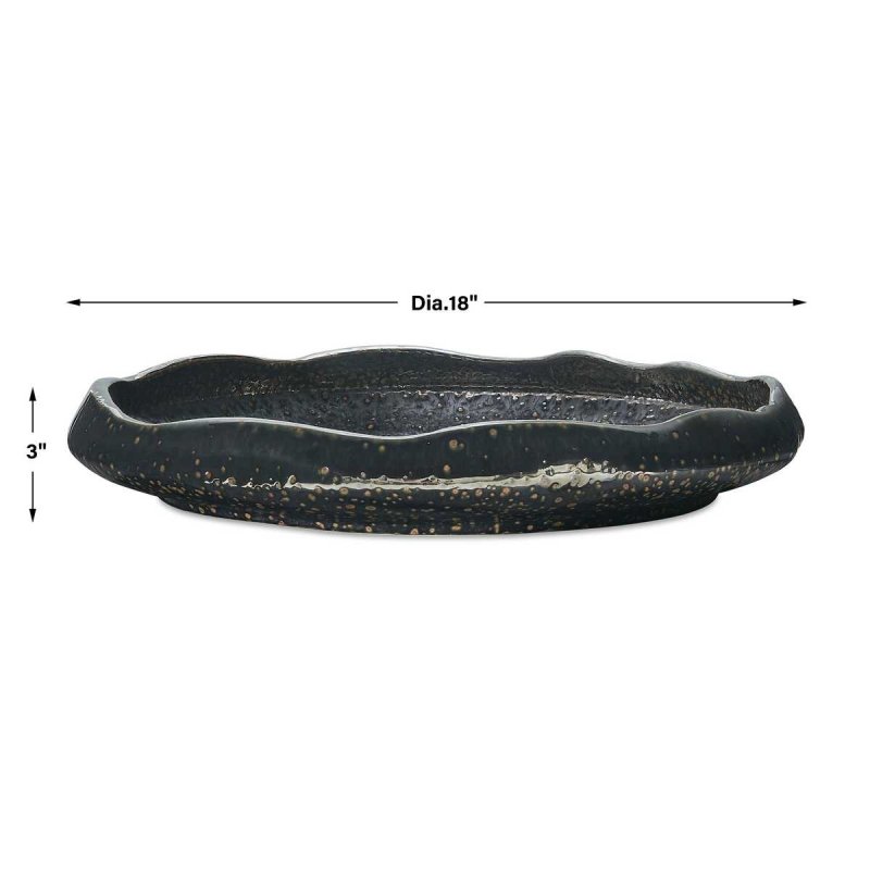 Dimension guide for the Stardust Black Ripple Indoor-Outdoor Bowl
