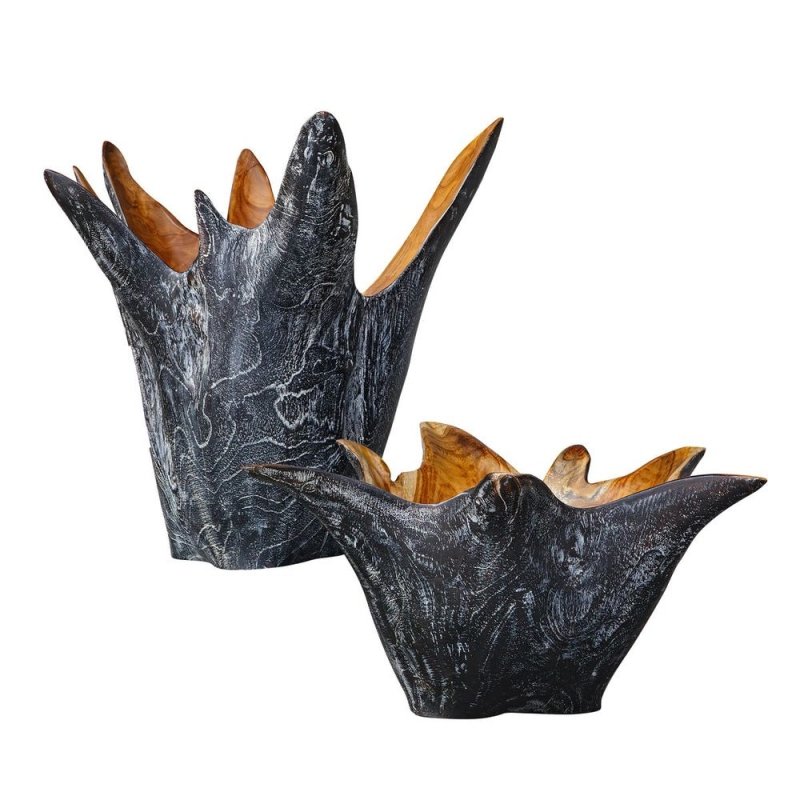 Starpetal Indoor-Outdoor Bowl by Uttermost styled living room decor scene teak bowls