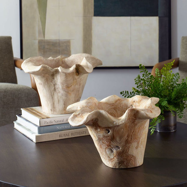 Teak Flow Outdoor Bowl, White Wash - Uttermost - Decorative Bowls by Modest Hut