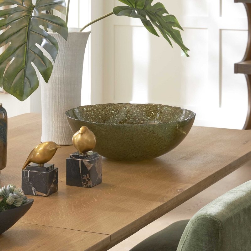 Veridian Shimmer Earthy Glass Bowl - Decorative Bowls