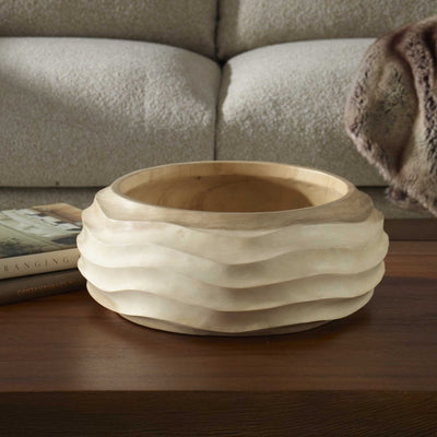 Waveform Bleached Wood Bowl - Uttermost - Decorative Bowls by Modest Hut