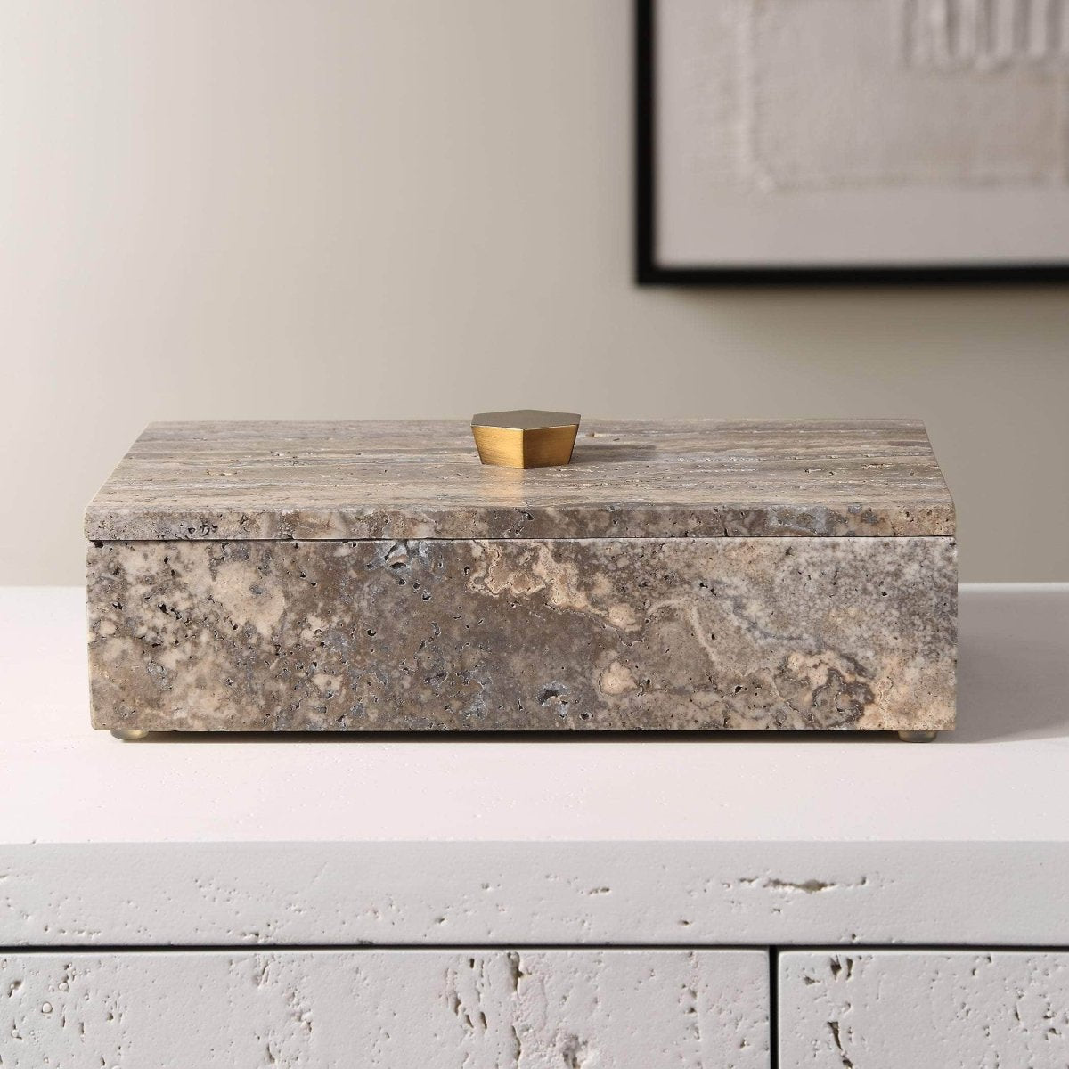 Griseus Travertine Stone Box - Uttermost - Decorative Boxes by Modest Hut